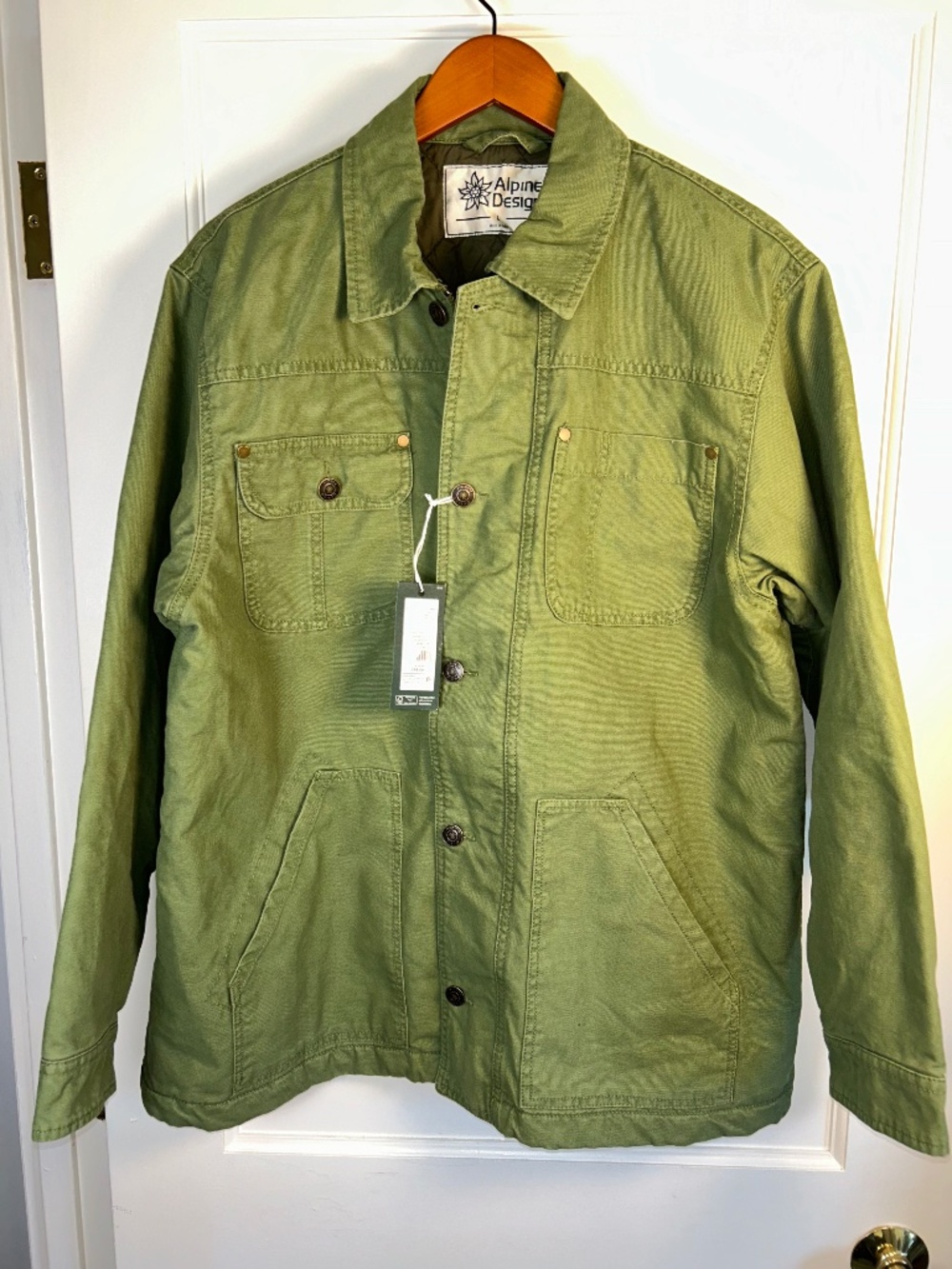Alpine Design Chore Coat Womens Size Large Green Quilted Lined Barn Work $99